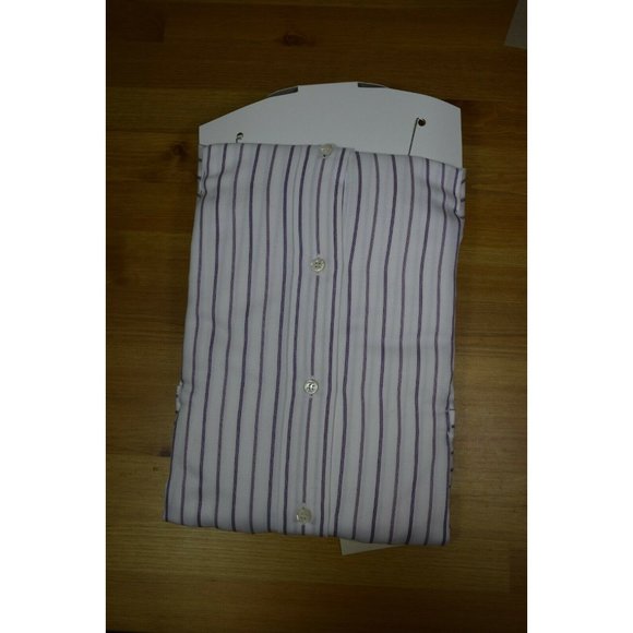 $749 Brioni Italy 16 / 41 Men Lavender White Long-Sleeve Button Top Dress Shirt - Picture 7 of 7